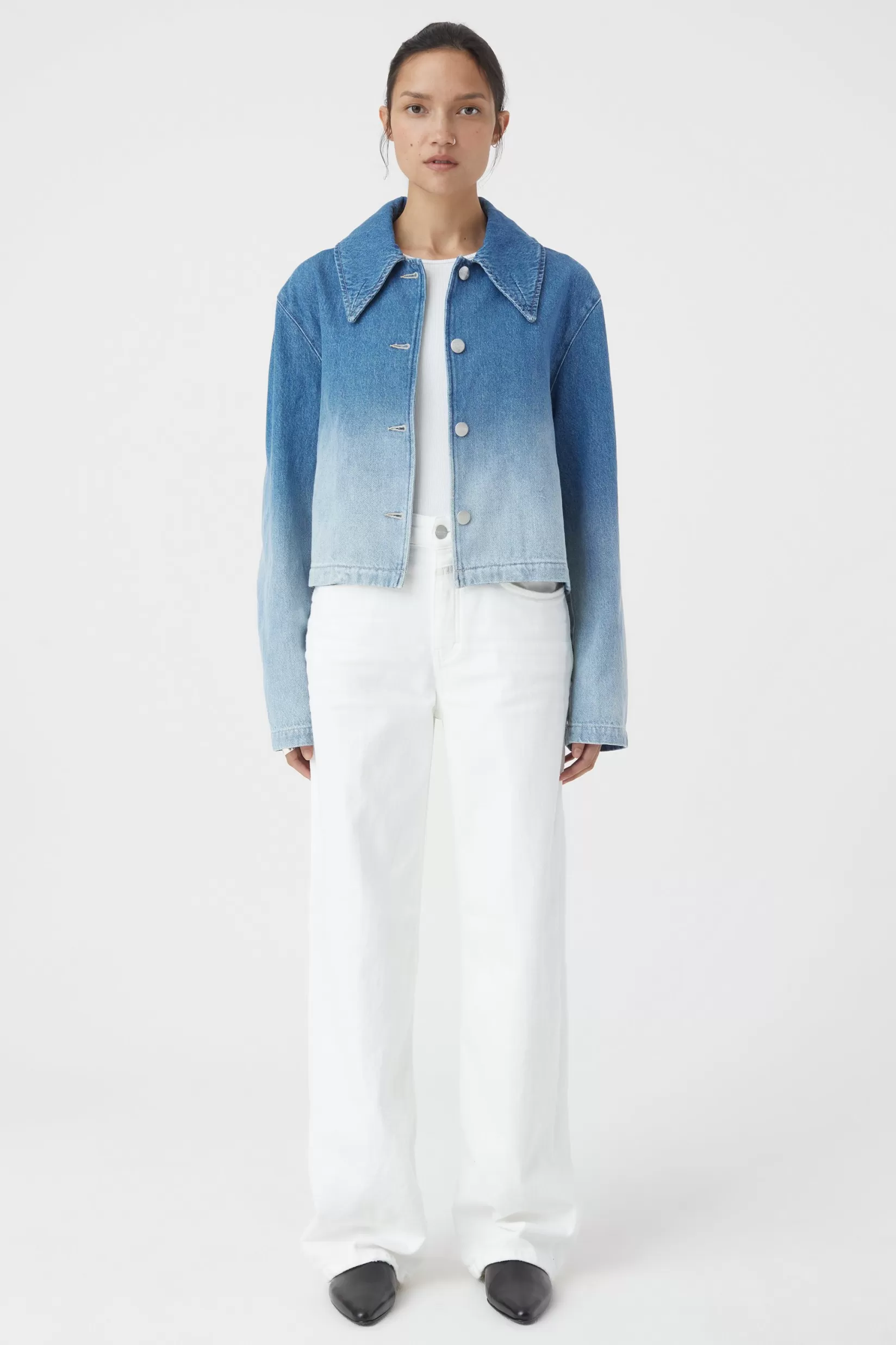 Best Sale CLOSED A Better Blue Cropped Jacket Mid Blue