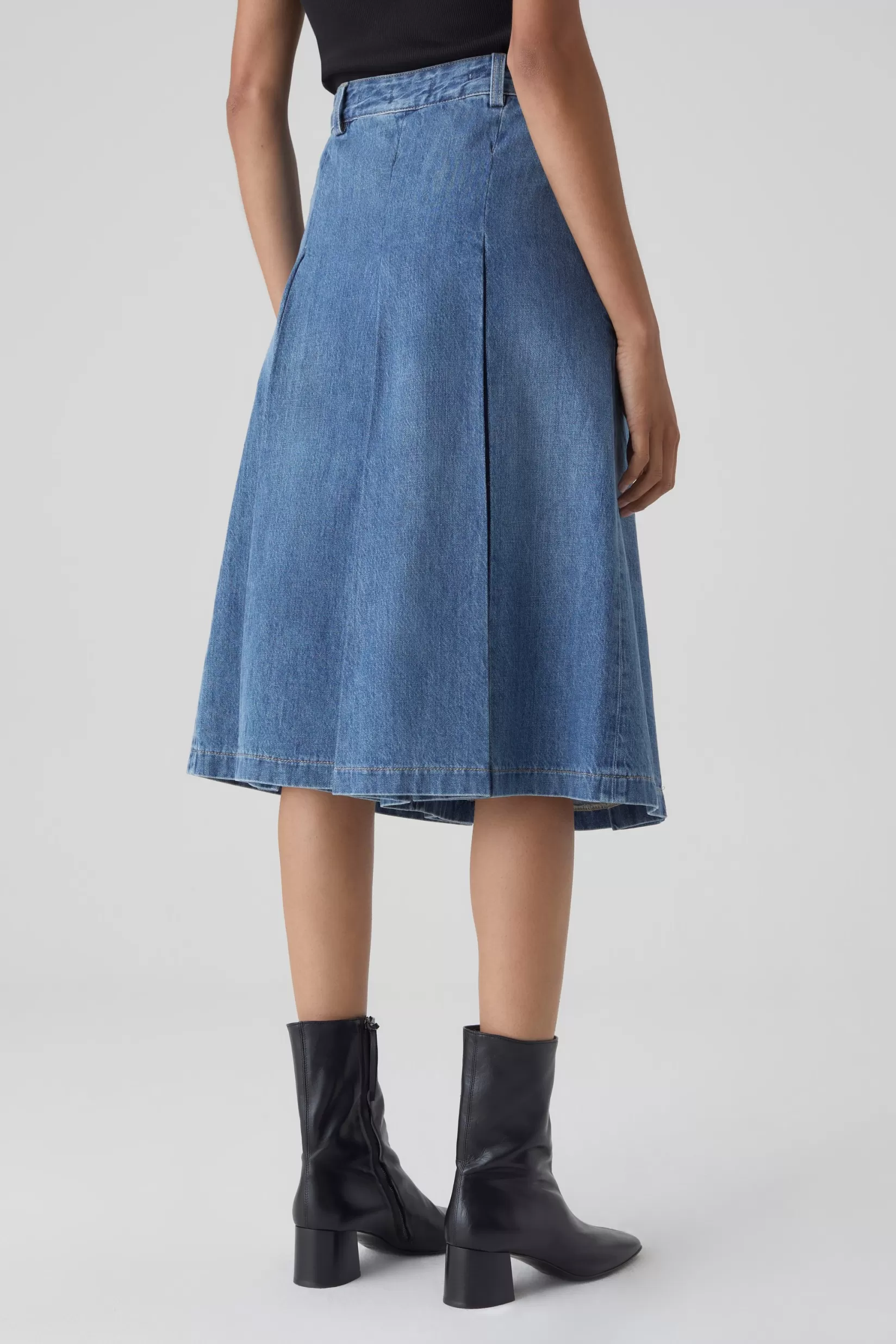 Discount CLOSED A Better Blue Pleated Culottes Mid Blue