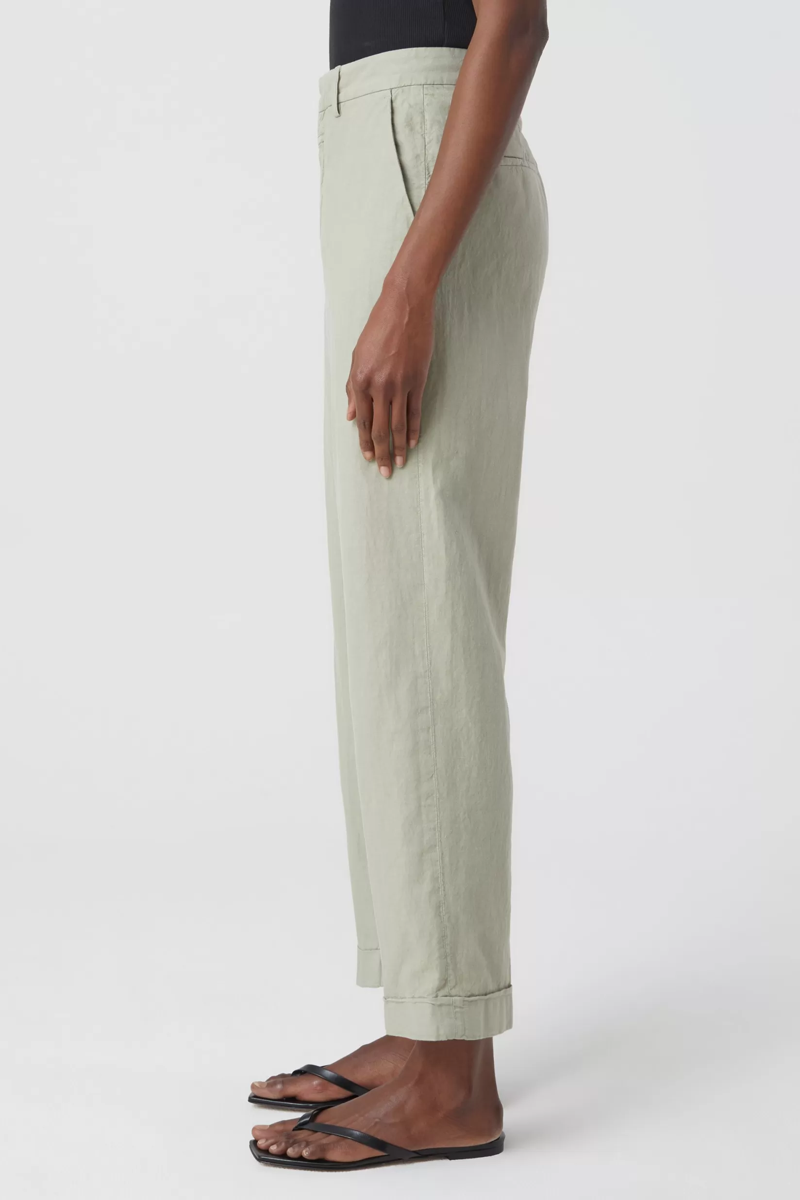 Hot CLOSED Auckley Hose Aus Leinen & Baumwolle Light Moss Green