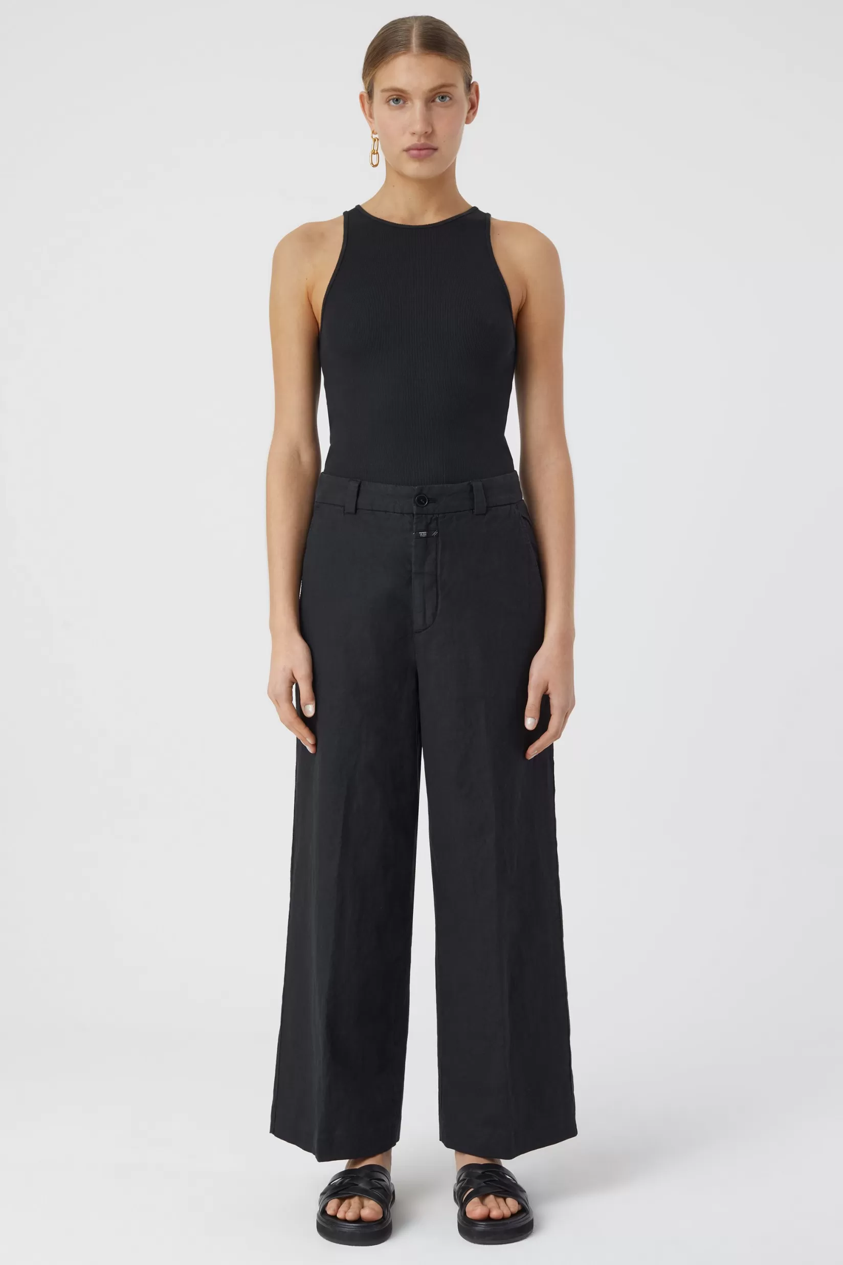 Flash Sale CLOSED Barton Pants Aus Baumwolle & Leinen Black