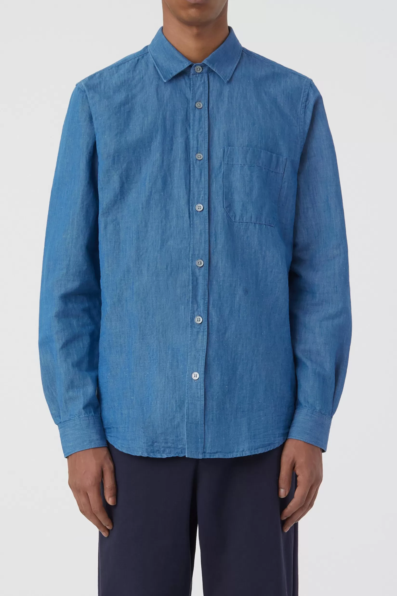 Cheap CLOSED Basic Shirt Aus Leinen Mid Blue