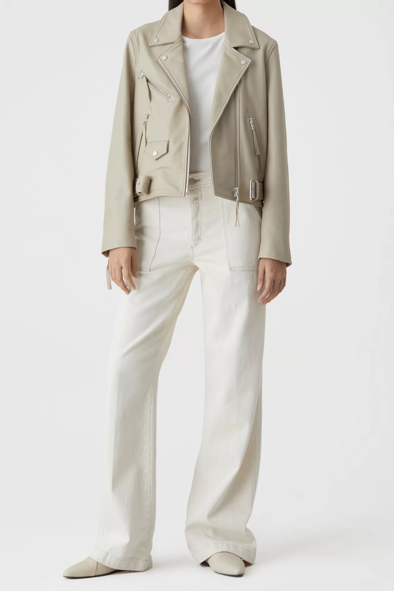 Shop CLOSED Biker Jacket Aus Nappaleder Reed Beige