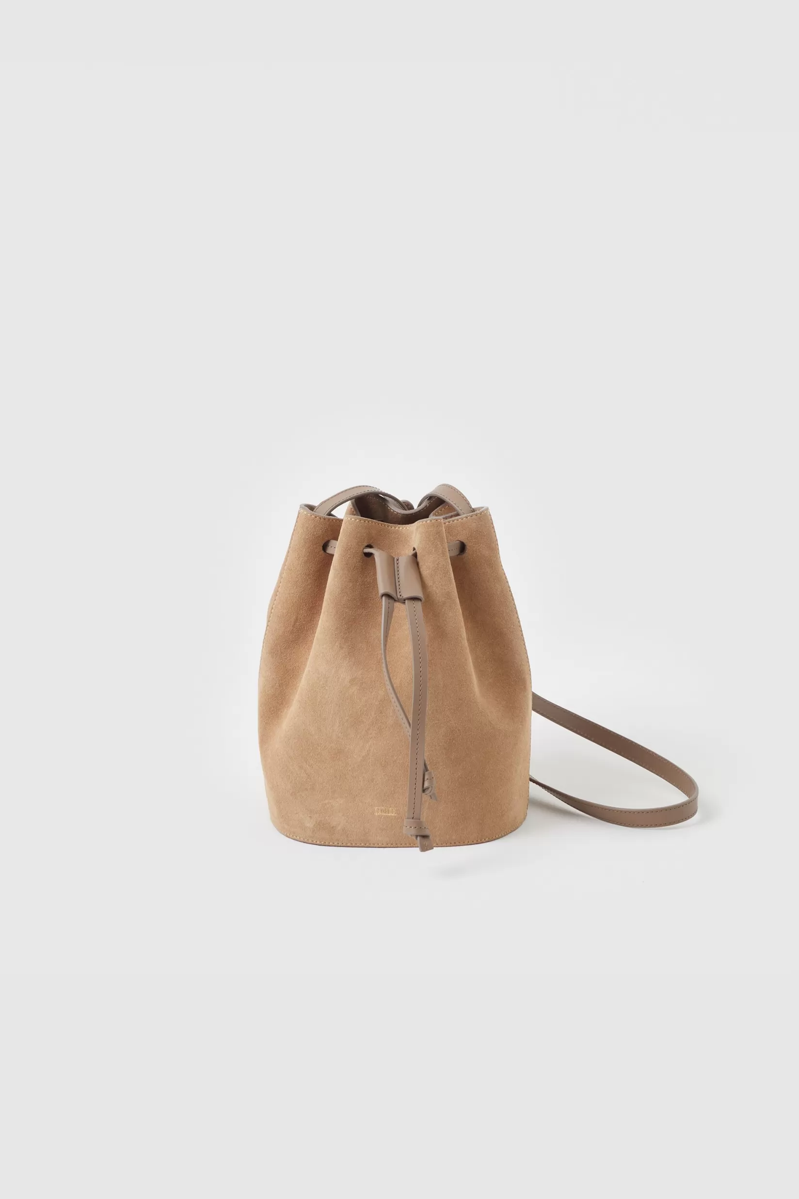 Clearance CLOSED Bucket Bag Aus Veloursleder Reed Beige