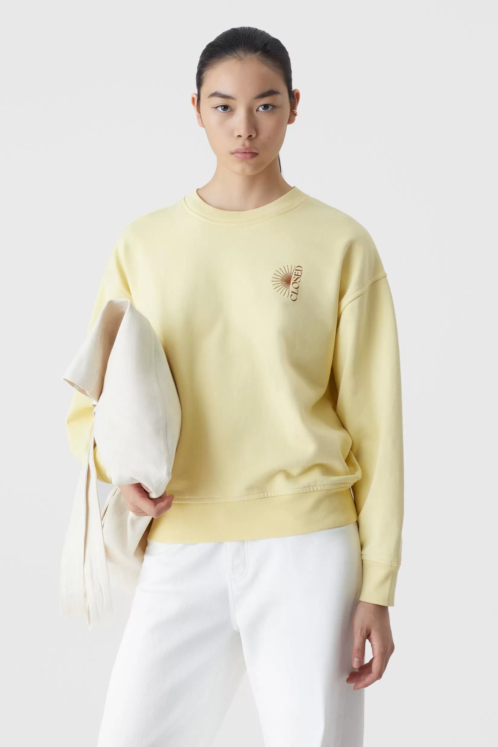 Cheap CLOSED Crewneck Mit Print Yellow Orchid