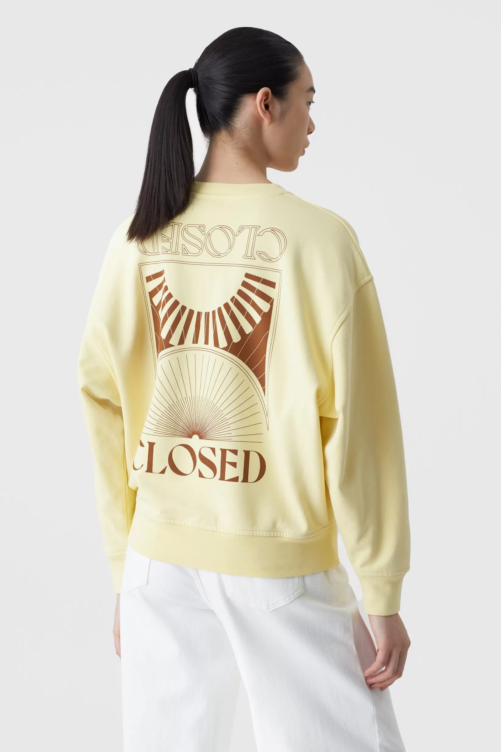 Cheap CLOSED Crewneck Mit Print Yellow Orchid