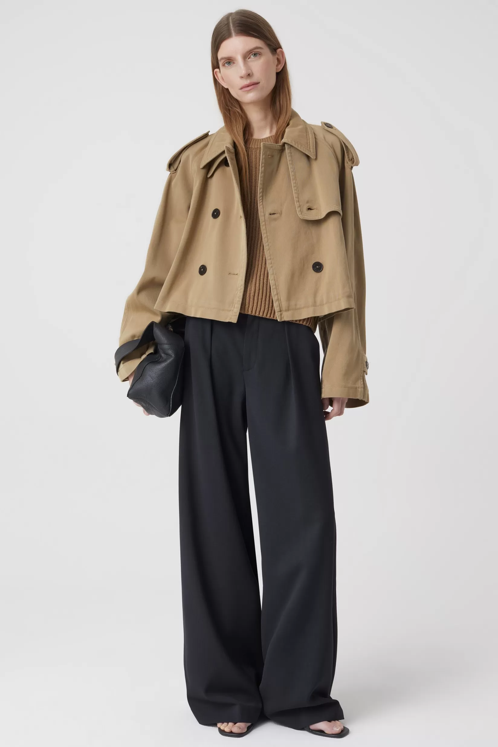 Cheap CLOSED Cropped Trench Brown Marble