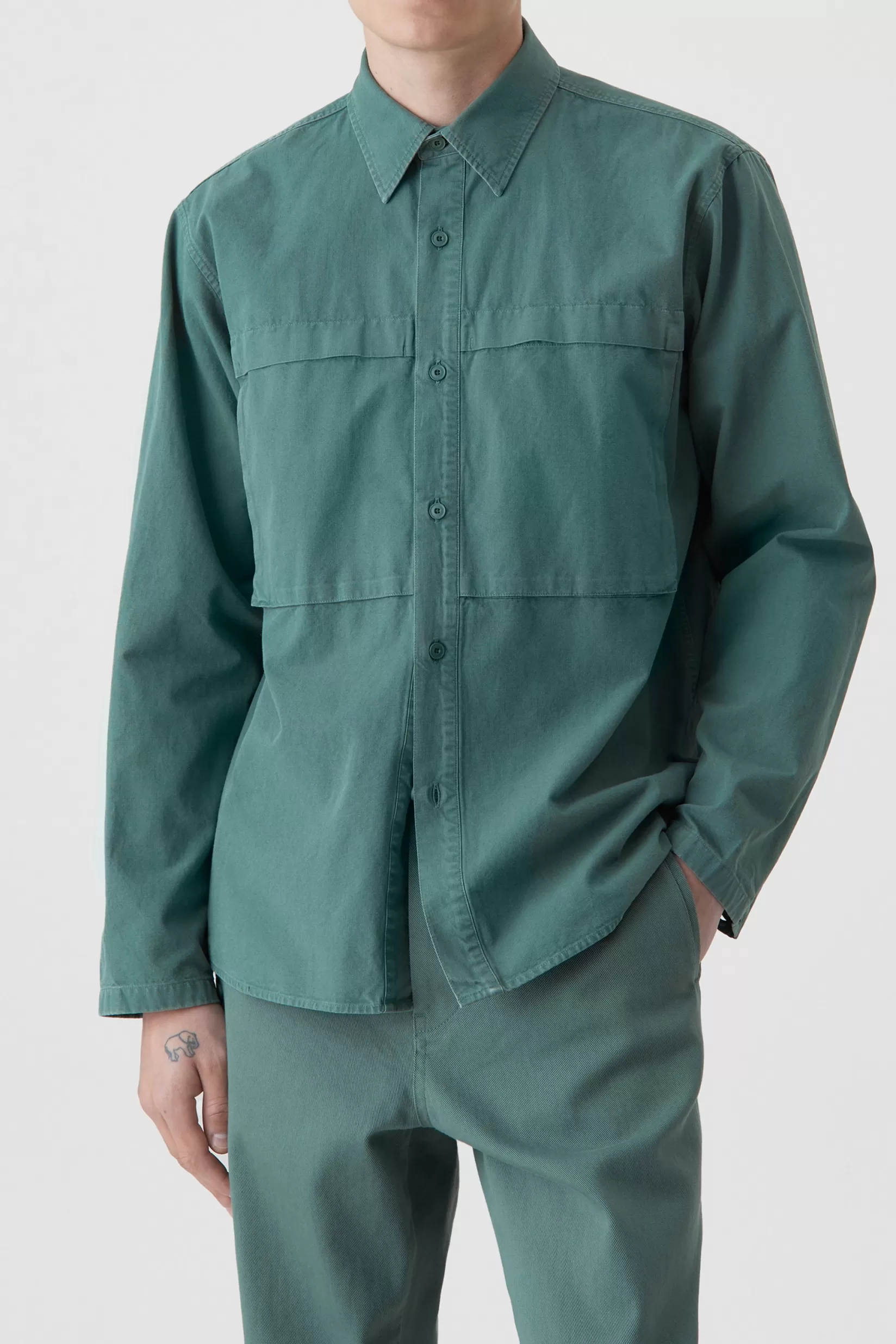 Hot CLOSED Formal Army Shirt Dark Jade