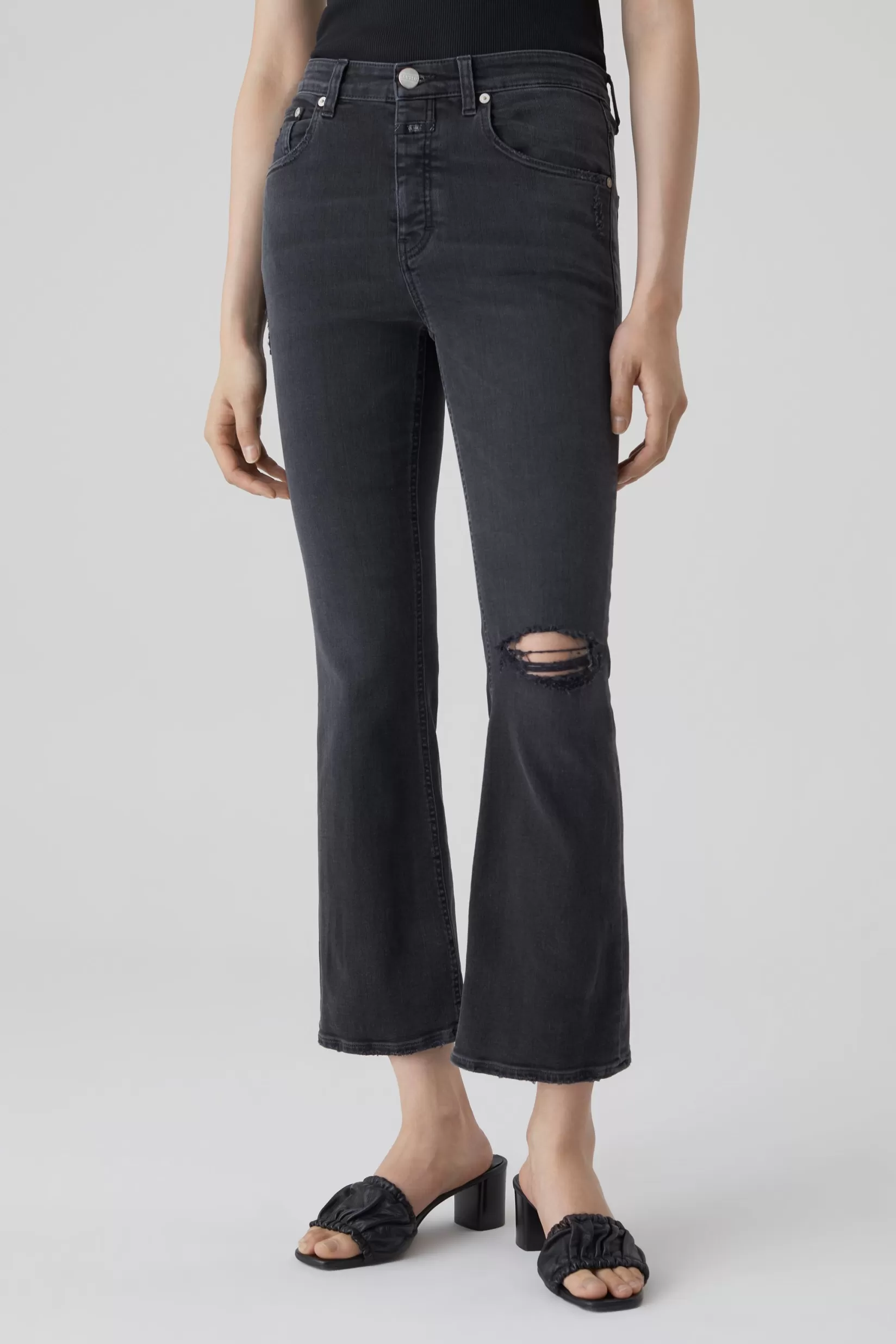 Cheap CLOSED Hi-Sun Power Stretch Black Denim Dark Grey