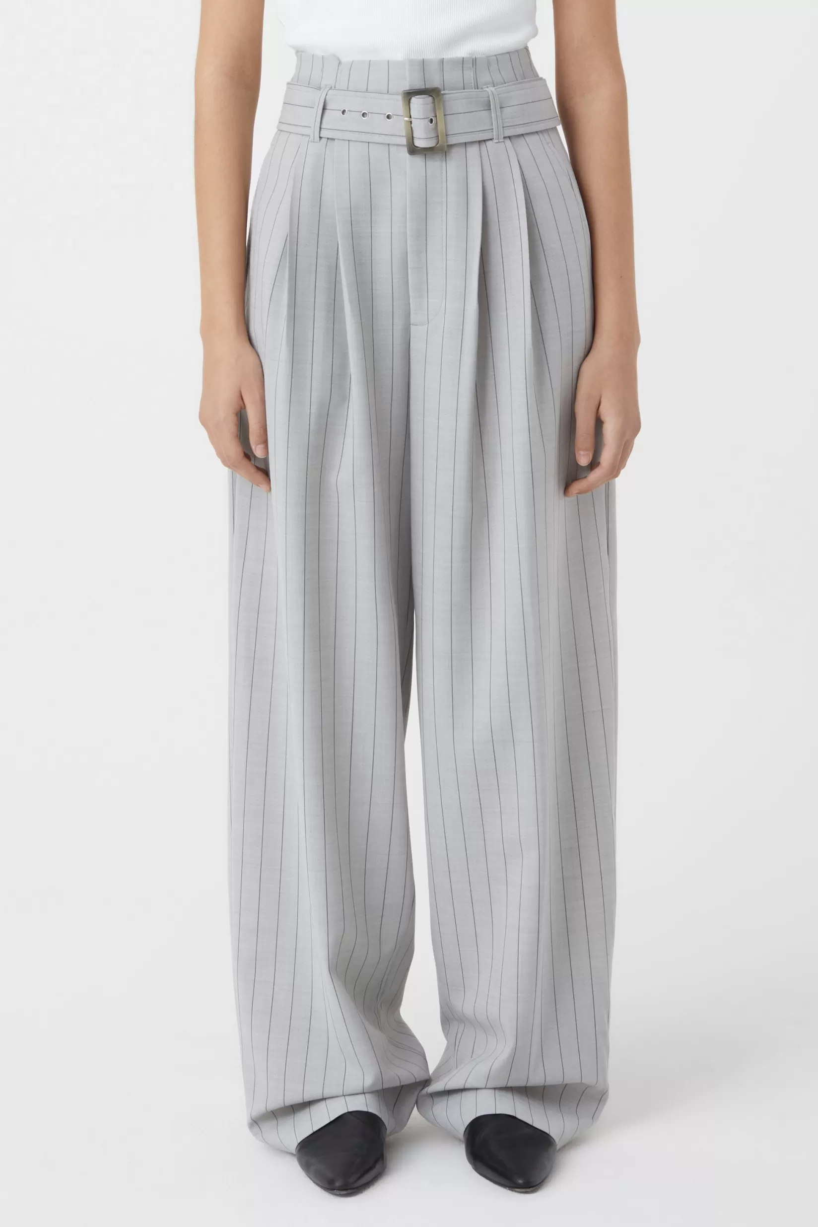 Shop CLOSED Imogen Striped Pants Grey Marble