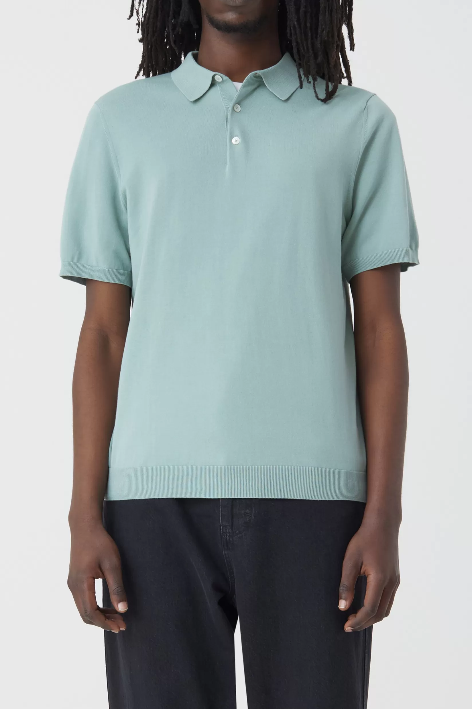 Store CLOSED Knit Polo Shirt Blue Agave