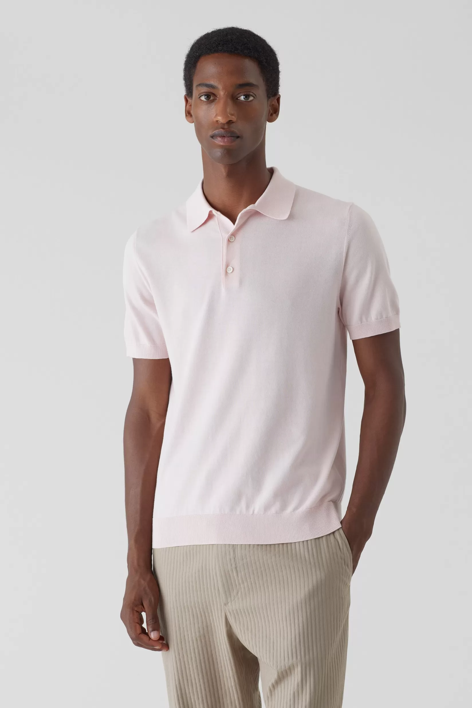 Clearance CLOSED Knit Polo Shirt Pink Hydrangea