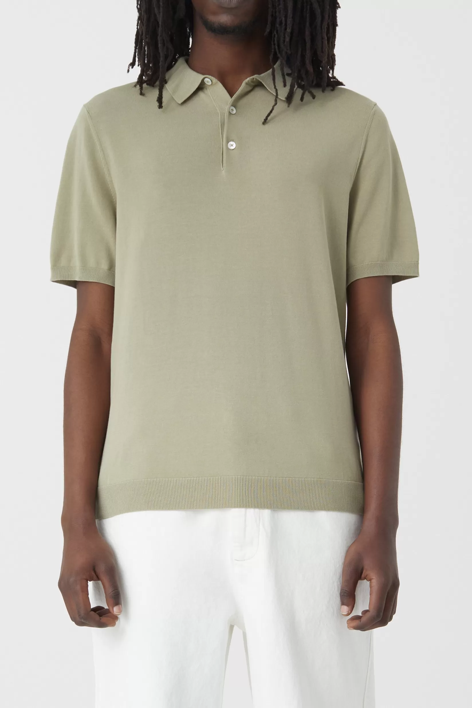 Discount CLOSED Knit Polo Shirt Light Moss Green