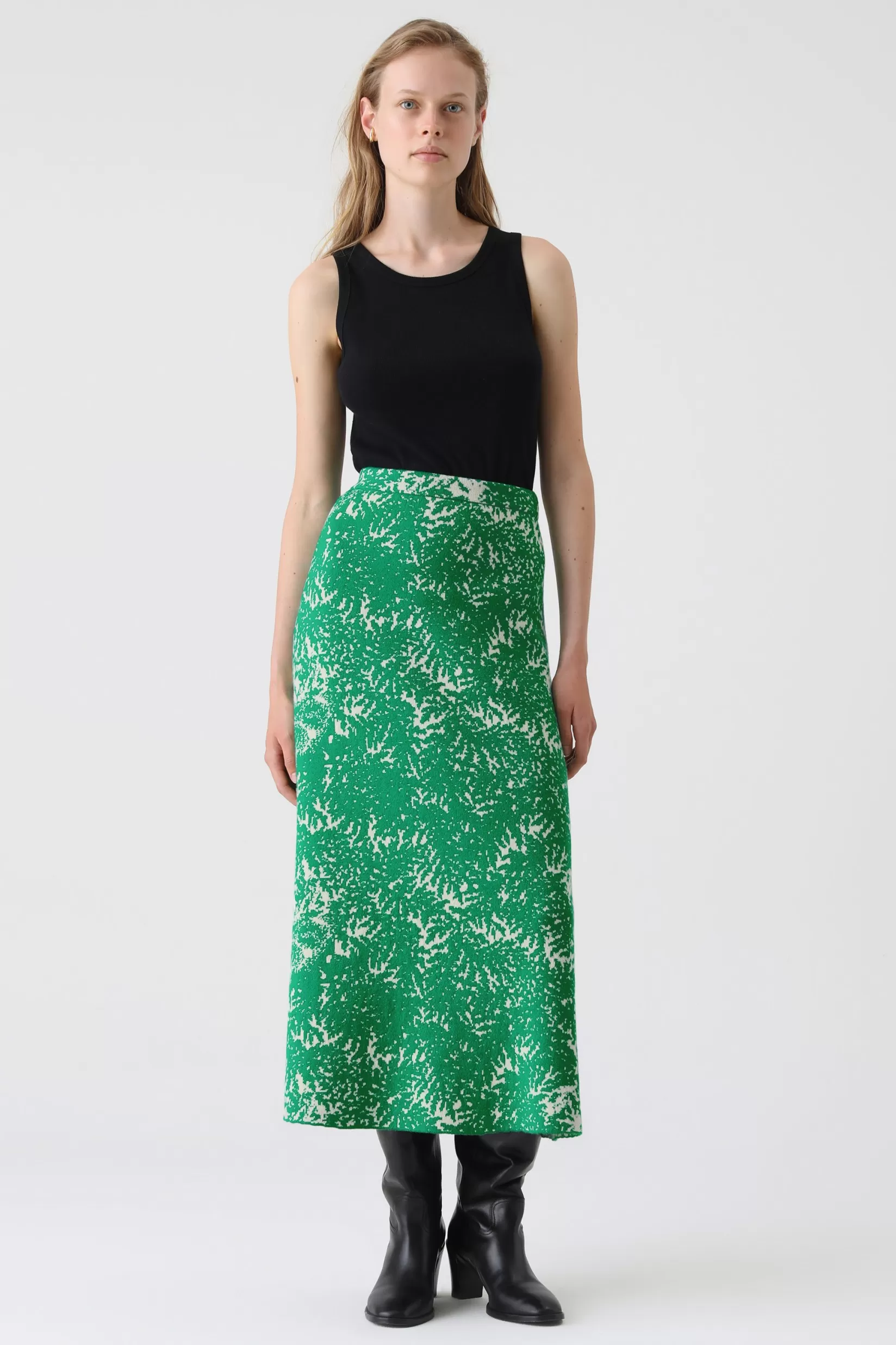 Online CLOSED Long Skirt Aus Wolle & Cashmere Green Patina