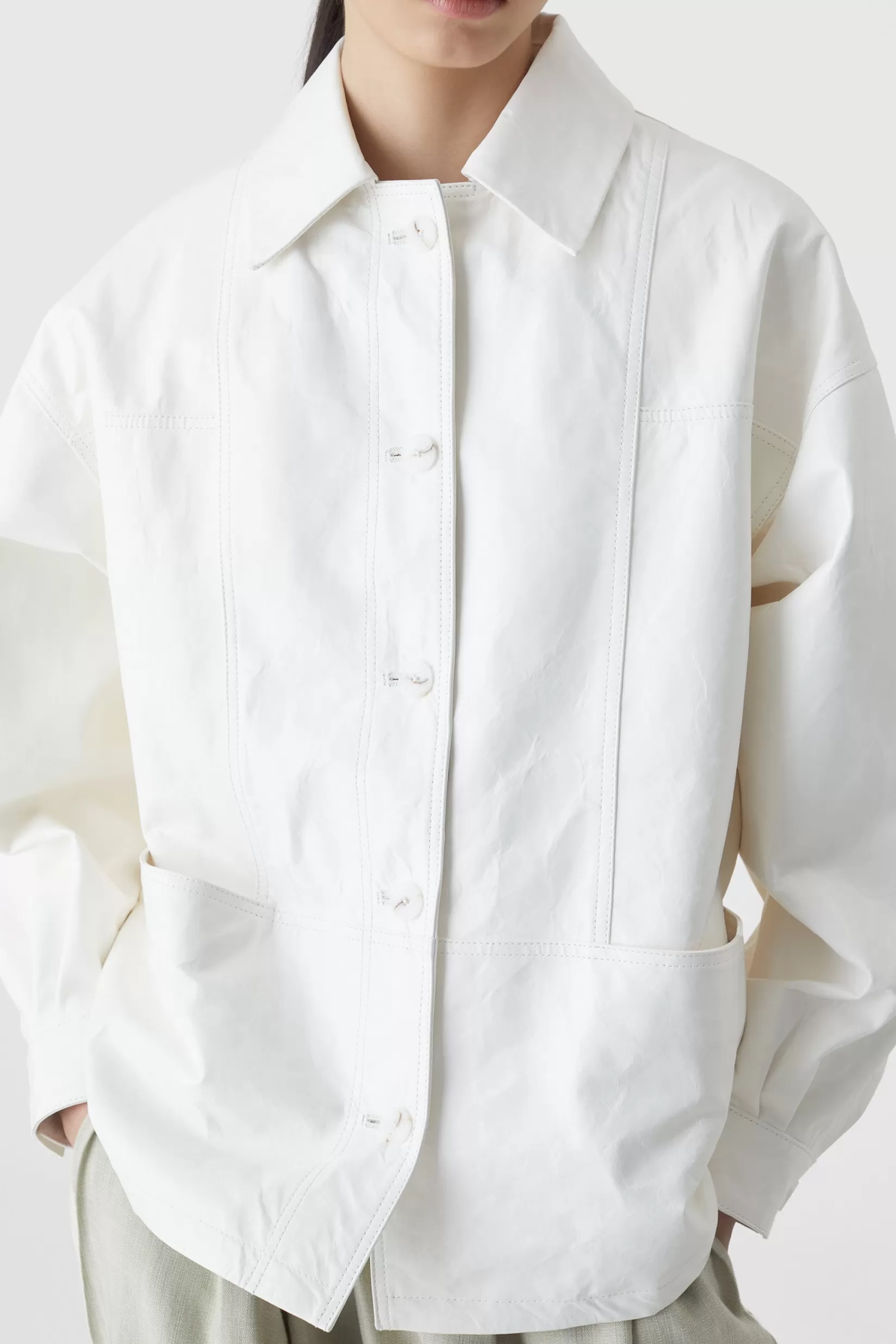 Hot CLOSED Overshirt Aus Nappaleder White
