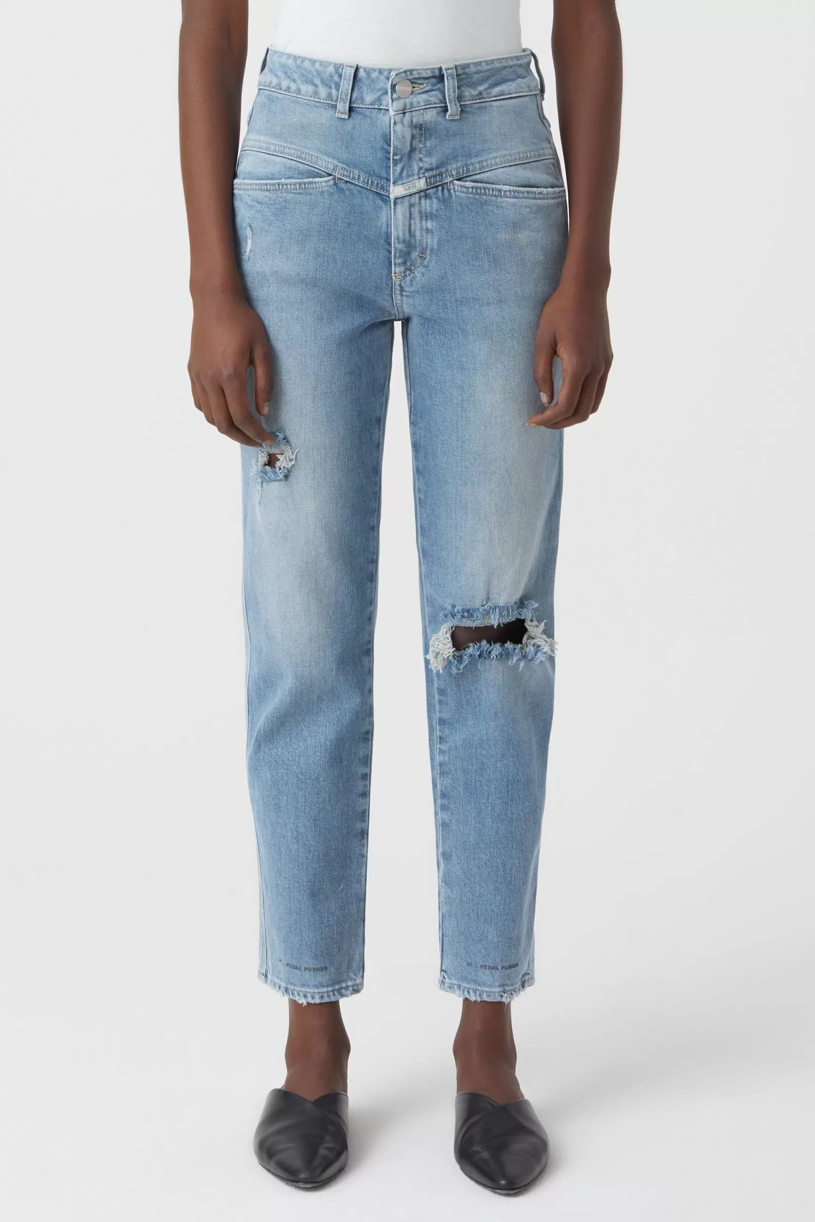Outlet CLOSED Pedal Pusher Organic Comfort Stretch Denim Mid Blue