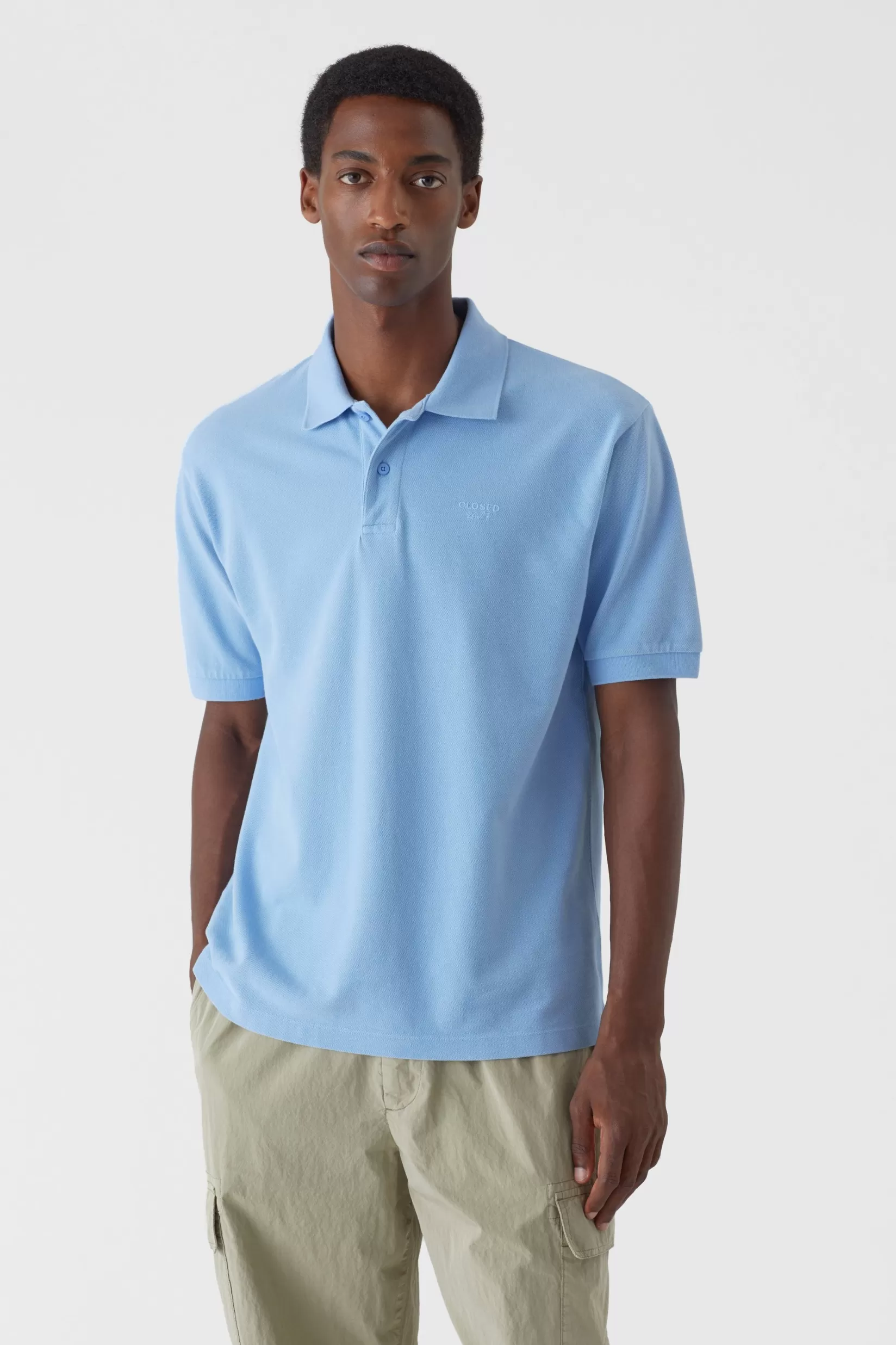 Cheap CLOSED Poloshirt Mit 24/7-Stickerei Blue Morning Sky