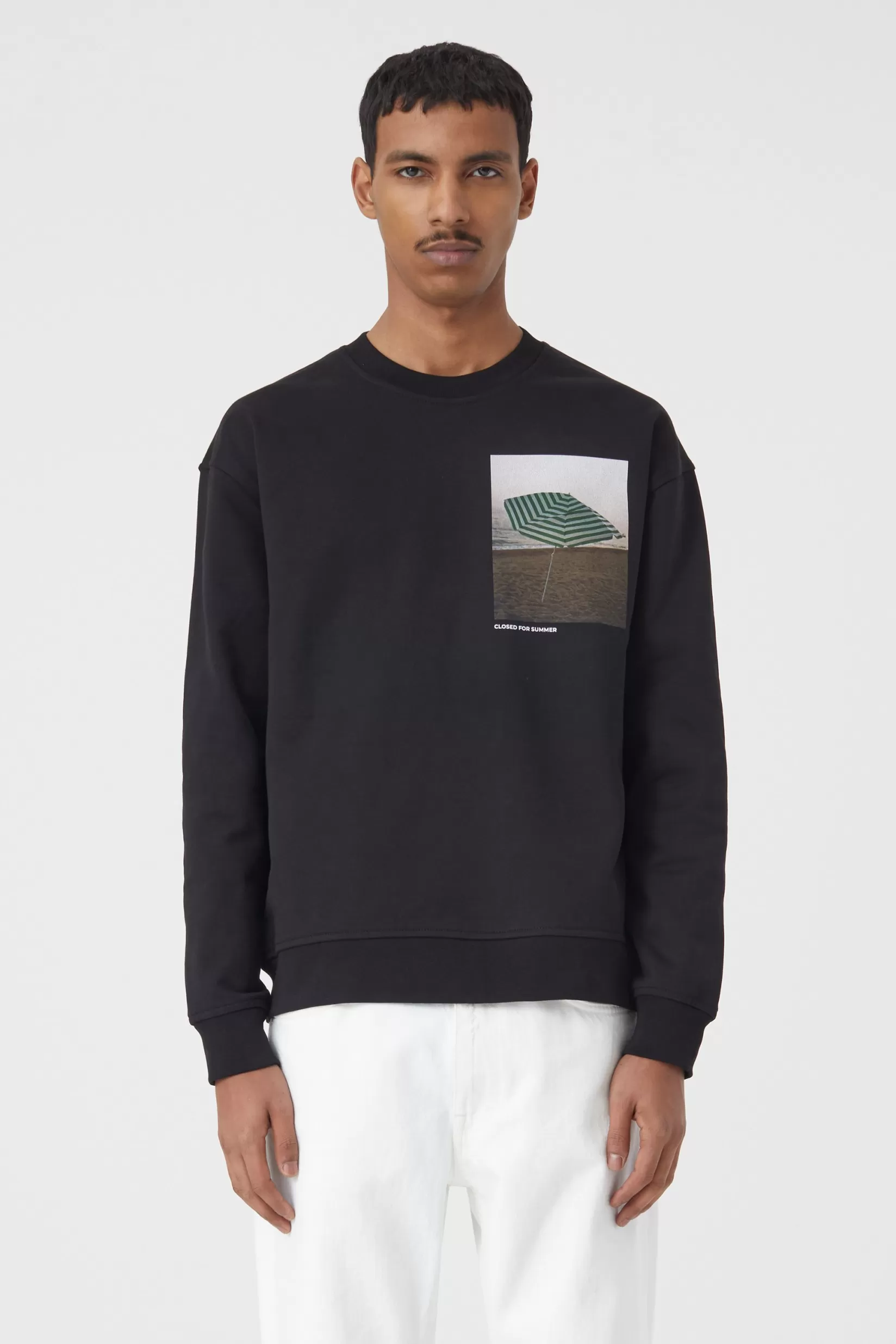 Outlet CLOSED Printed Crewneck Aus Organic Cotton Black