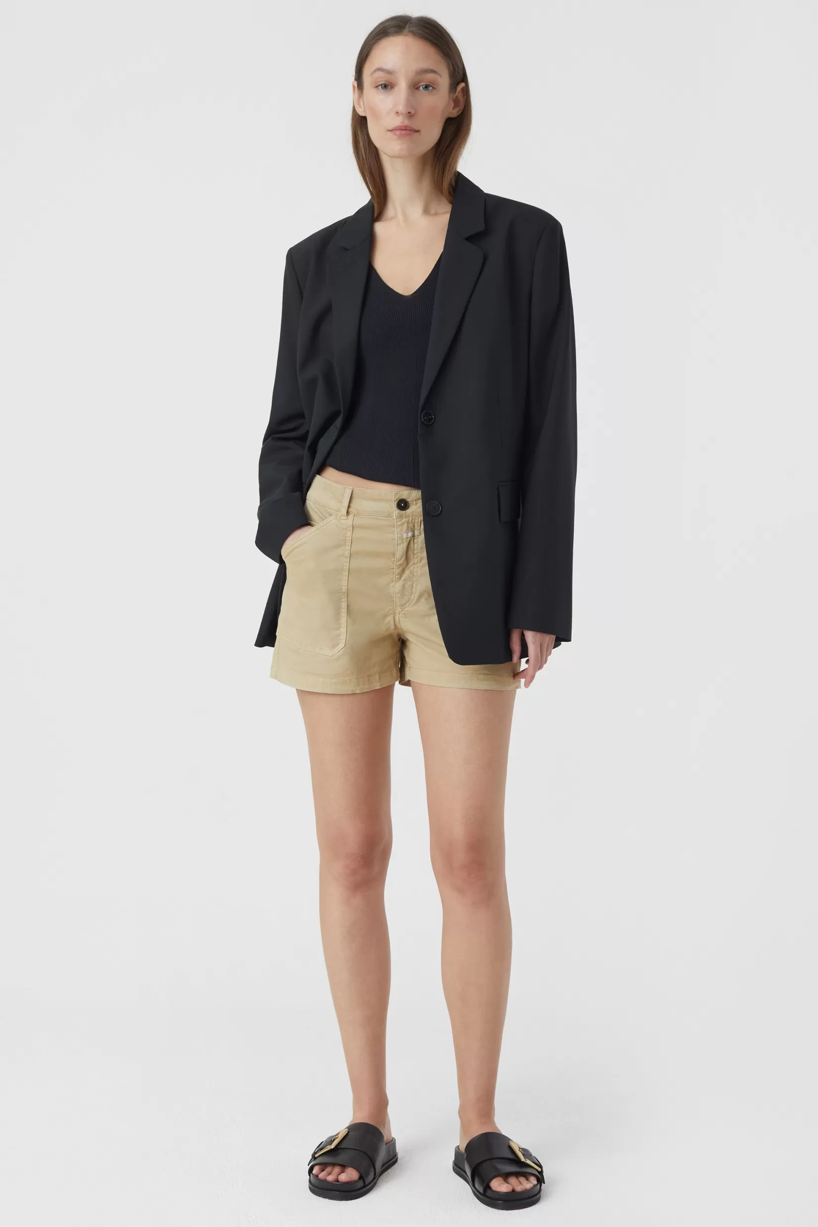 Clearance CLOSED Shorts Aus Baumwoll-Twill Reed Beige