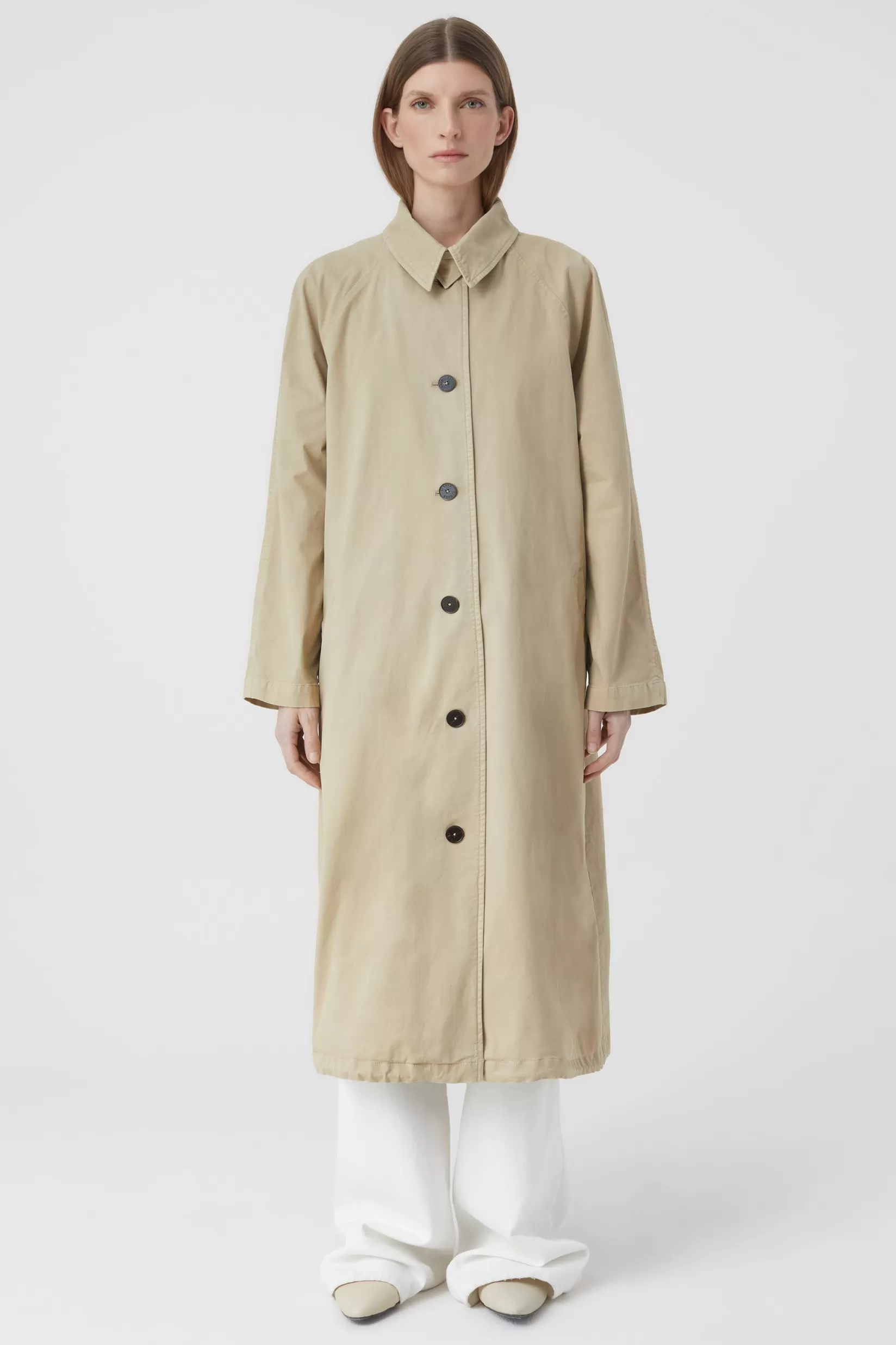 Sale CLOSED Single Breasted Long Coat Reed Beige