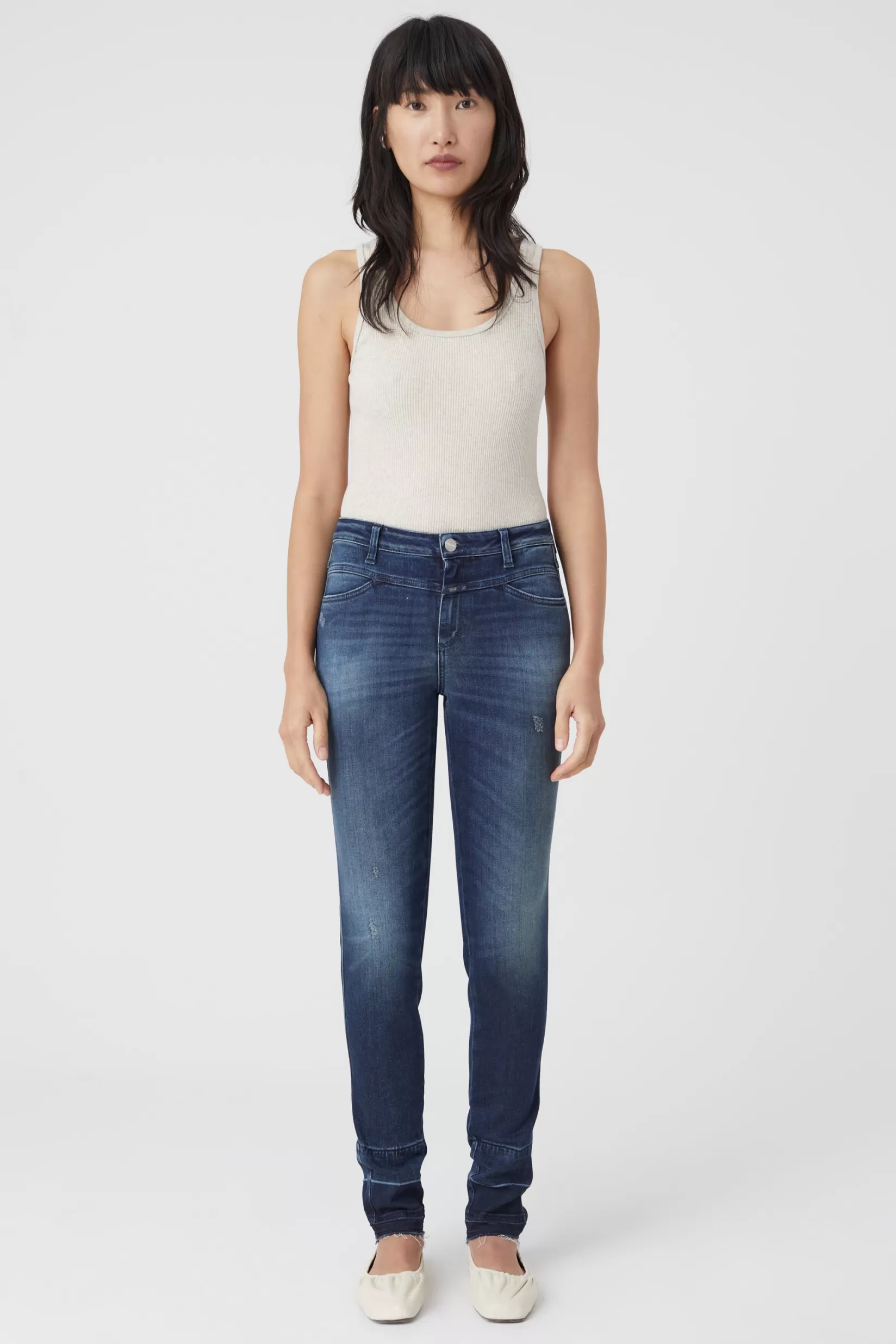New CLOSED Skinny Pusher Long Super Stretch Blue Denim Dark Blue