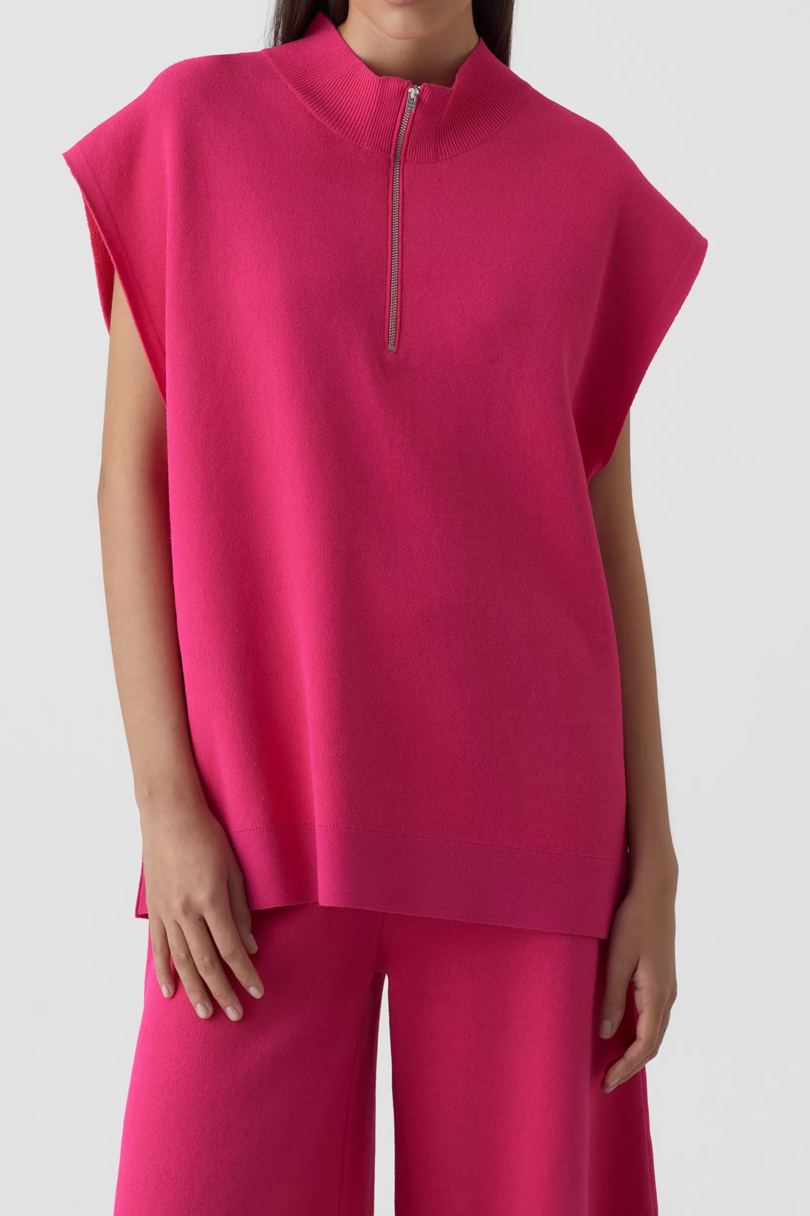 Cheap CLOSED Sleeveless Half Zip Rasperry Pink