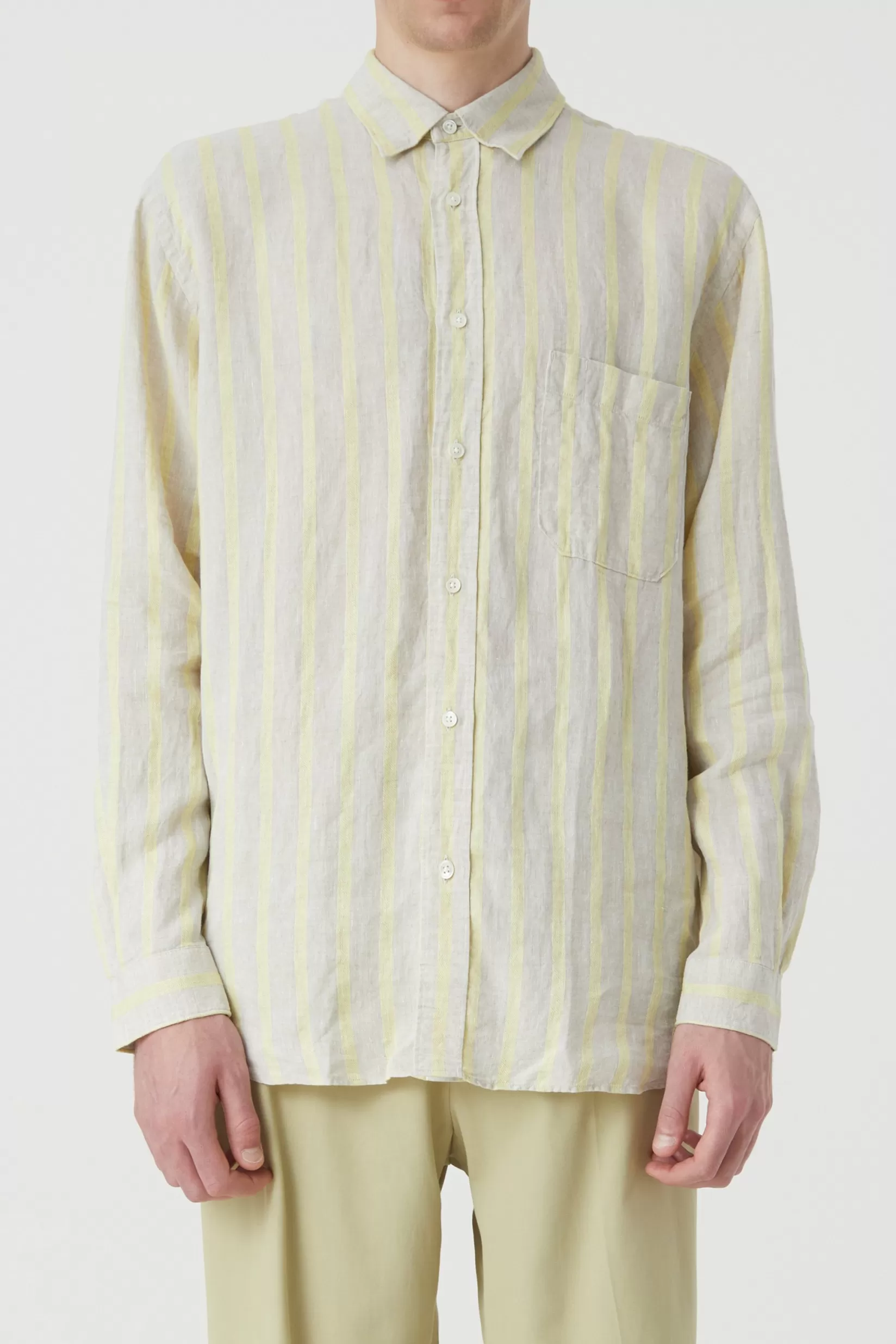 Flash Sale CLOSED Striped Linen Shirt Yellow Orchid