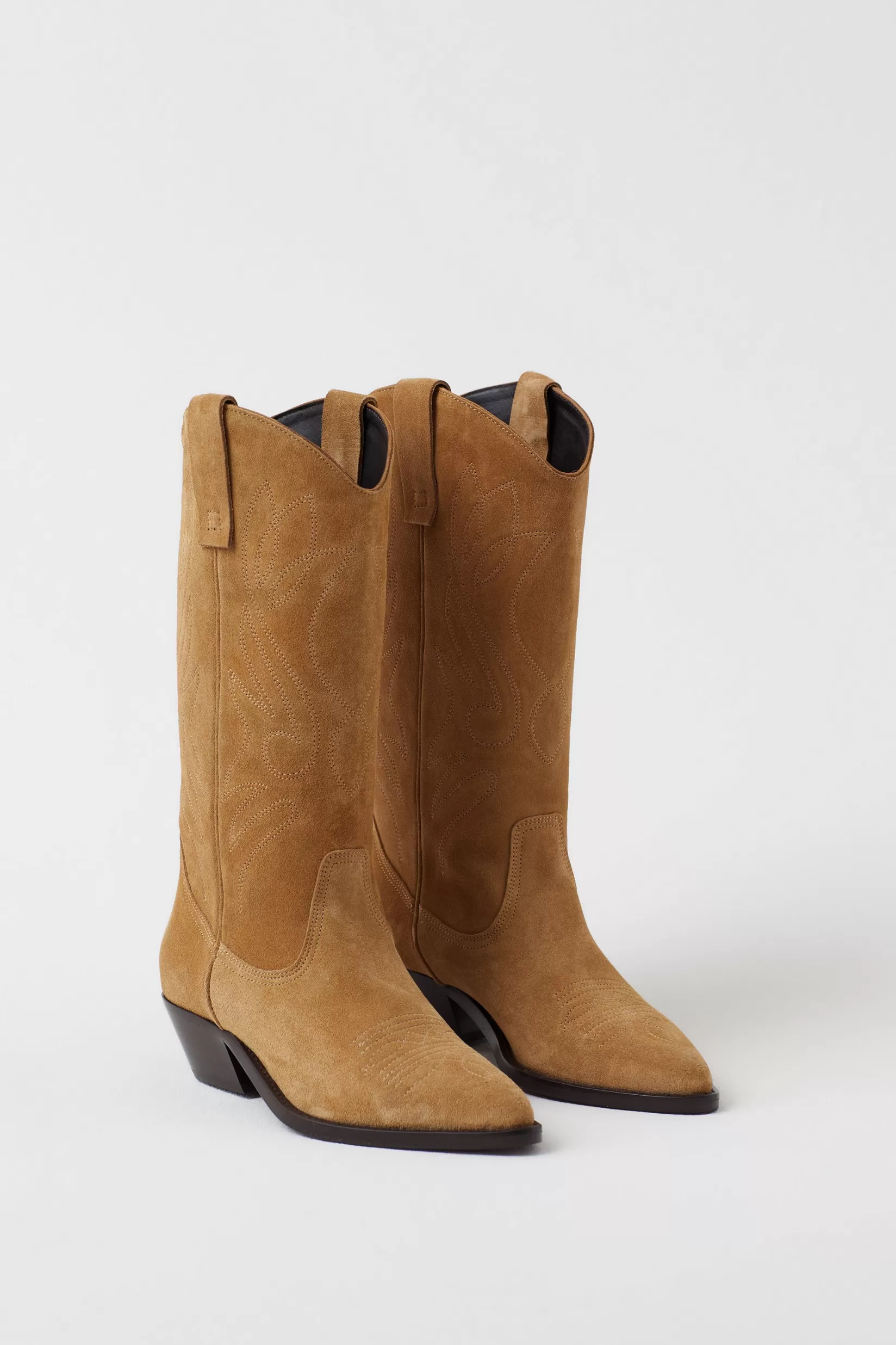 Flash Sale CLOSED Suede Western Boots Brown Marble