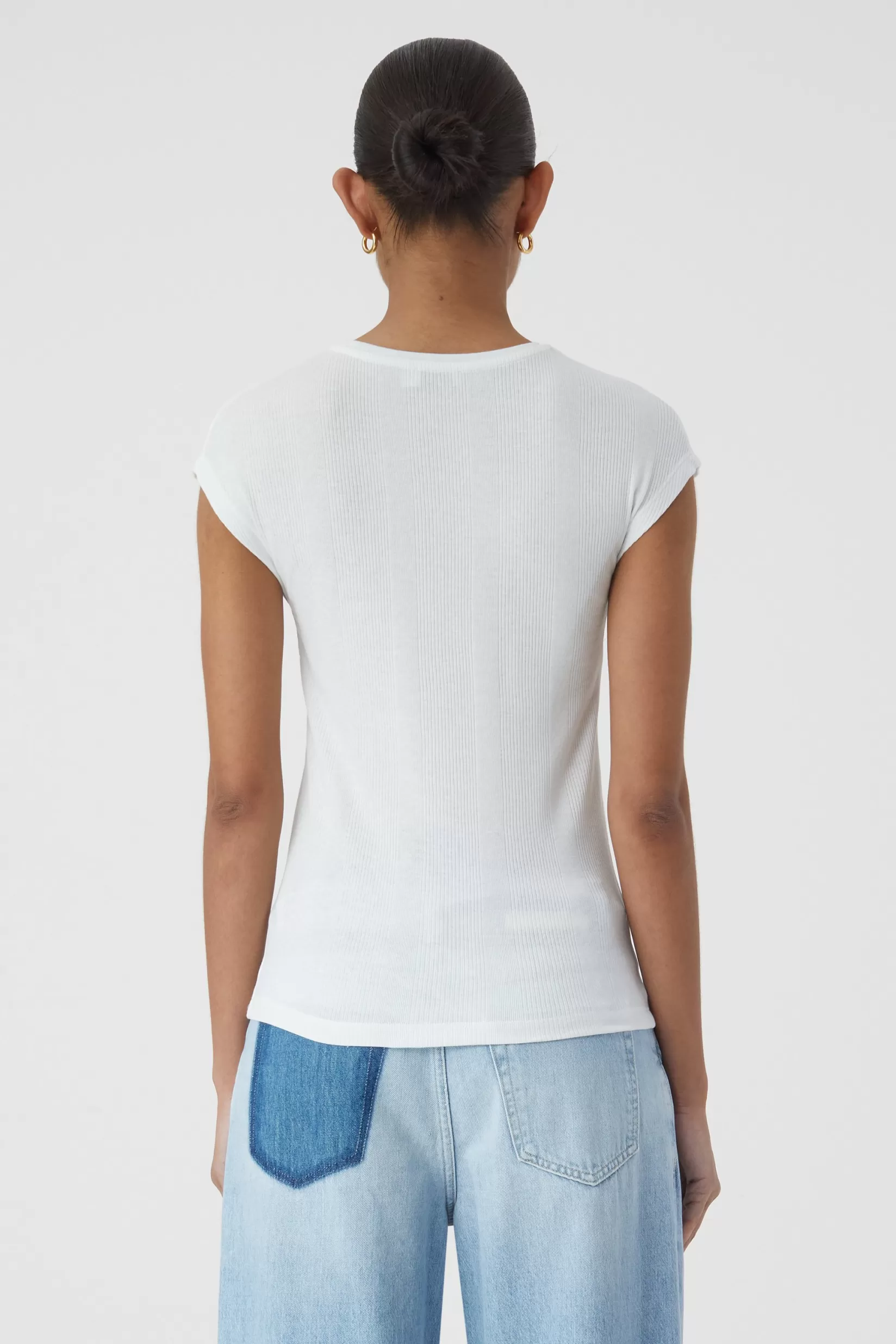 Online CLOSED T-Shirt Im Rippstrick Ivory