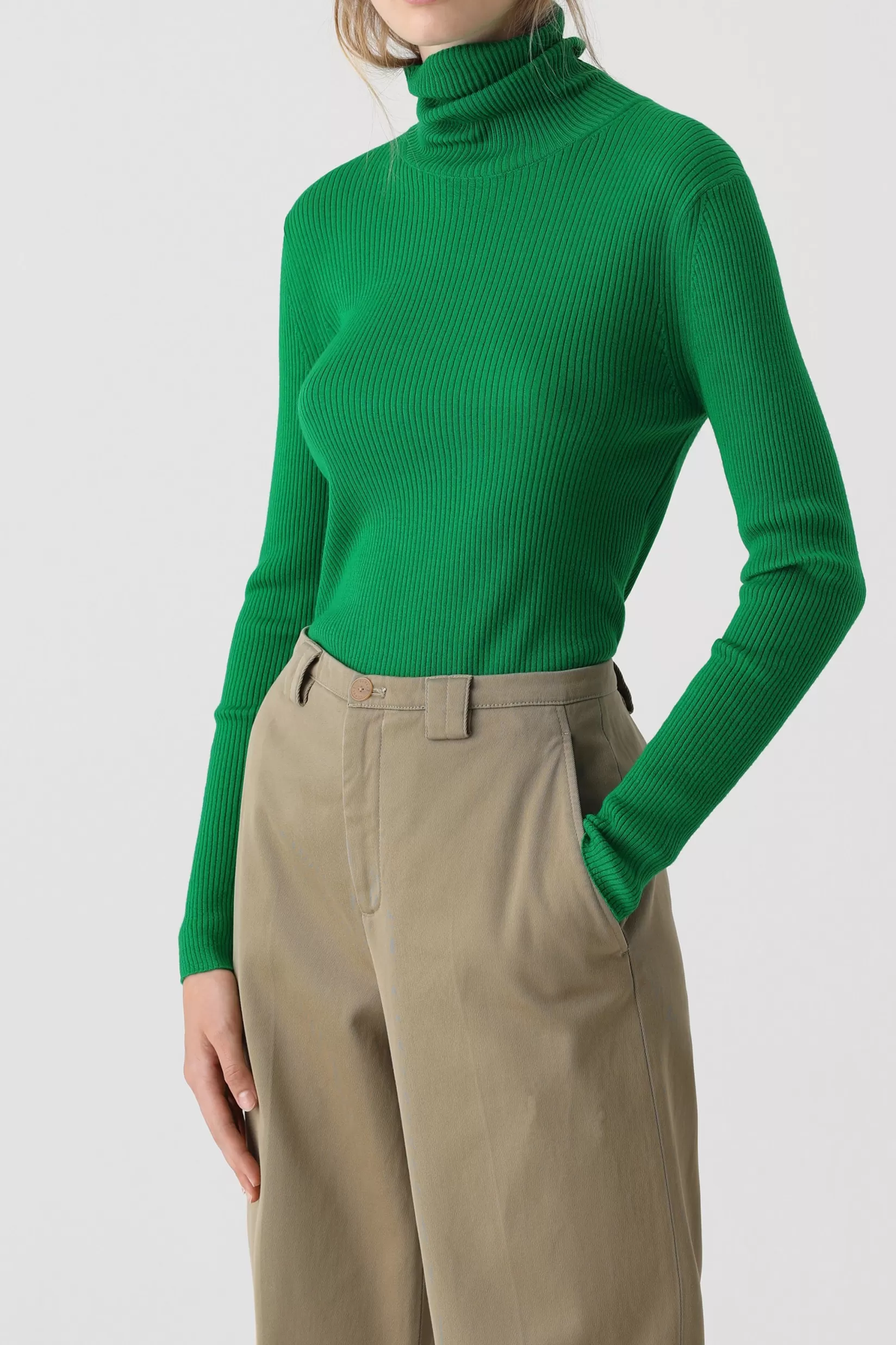 Best Sale CLOSED Turtleneck Aus Bio-Wolle Green Patina