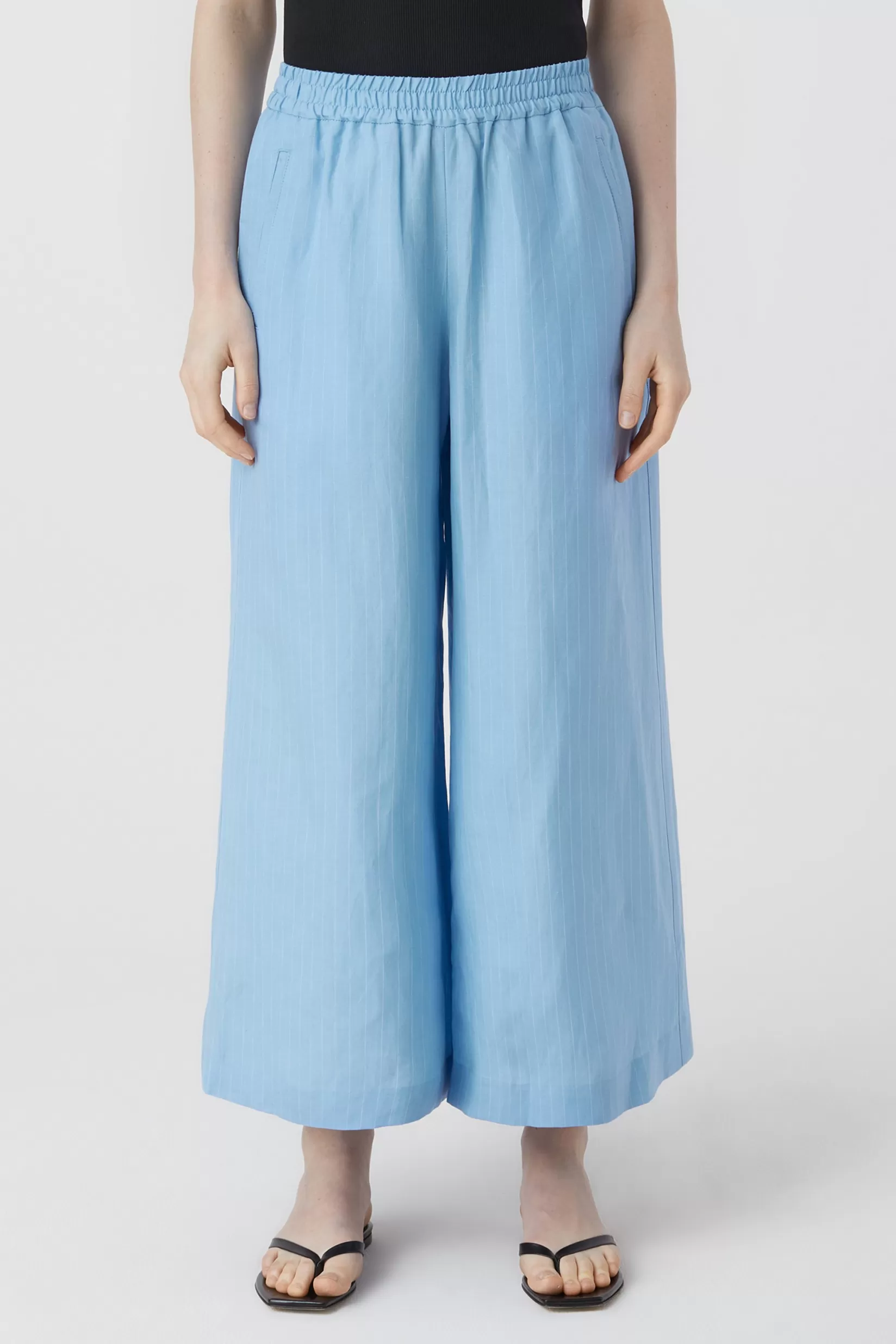 Best Sale CLOSED Wren Striped Linen Blend Pants Blue Morning Sky